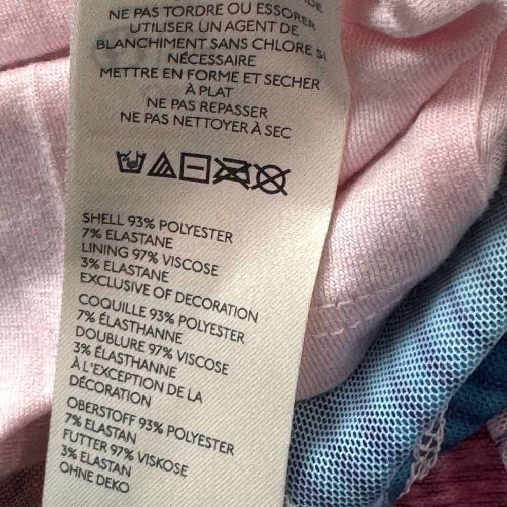 Anthropologie Strapless Floral Mesh Midi Dress Bodycon Pink Blue Print Medium - Picture 6 of 6